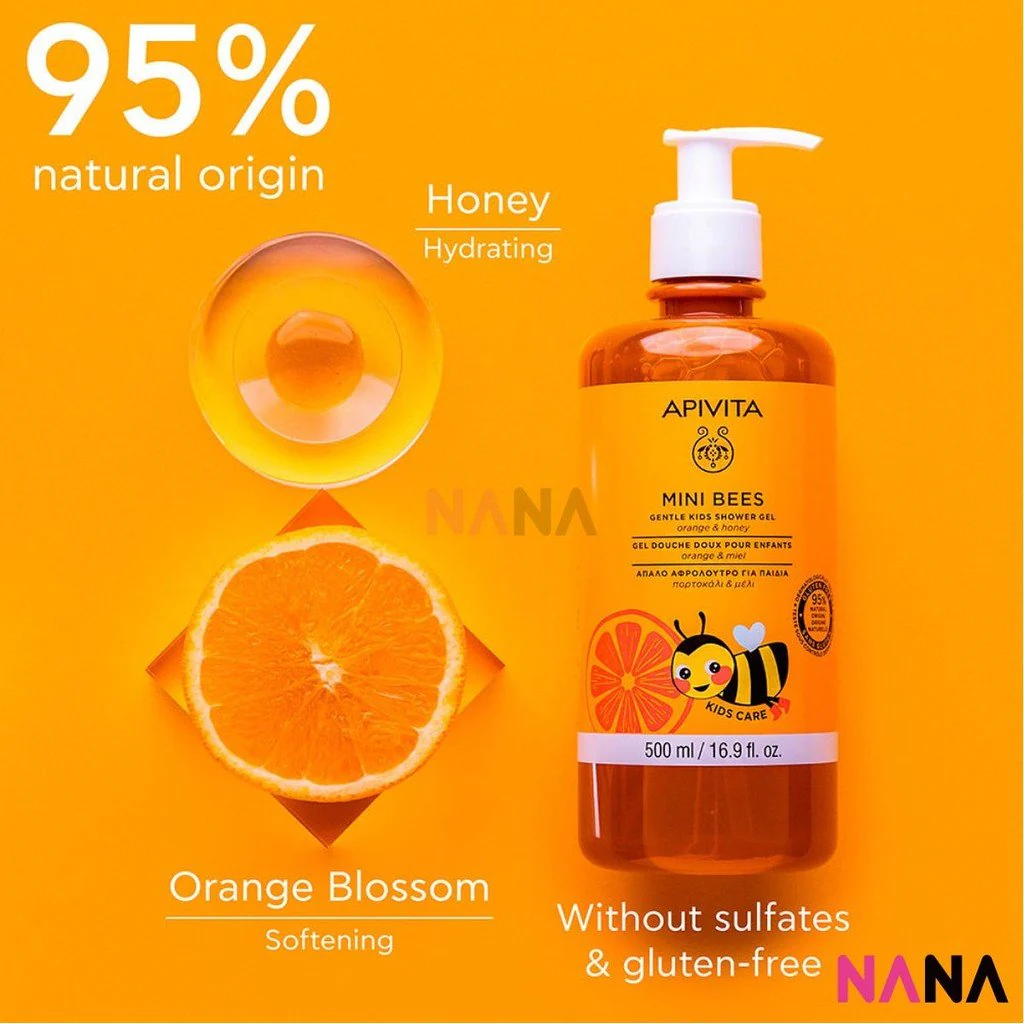 APIVITA MINI BEES Gentle Kids Shower Gel 500ml - Image 3