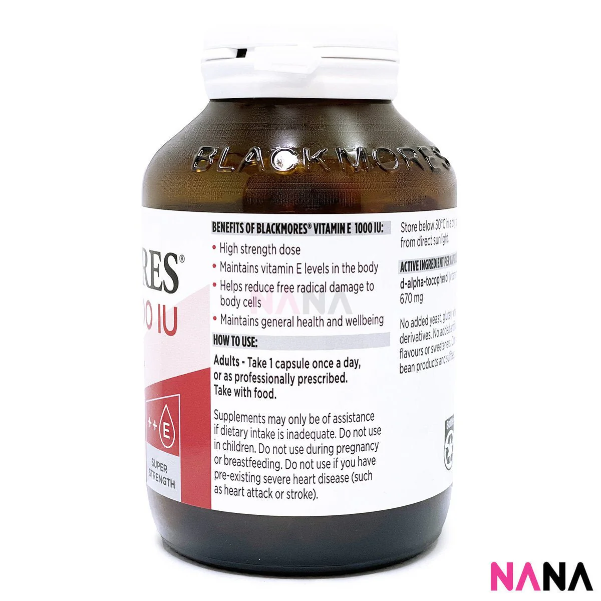 Blackmores Natural Vitamin E 1000IU 100 Capsules - Image 3