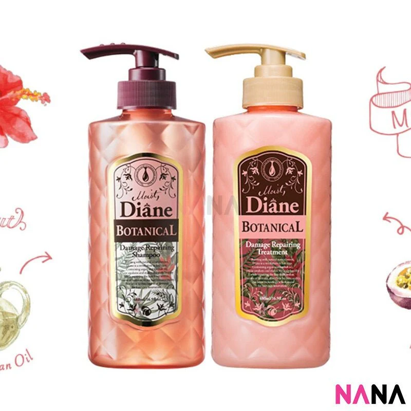 Diane Moist Diane Botanical Damage Repairing Shampoo (Nonsilicon) 480ml - Pink - Image 2