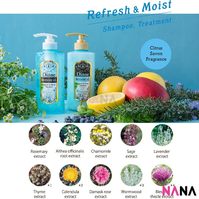 Diane Moist Diane Botanical Refresh & Moist Shampoo (Nonsilicon) 480ml - Blue - Image 4