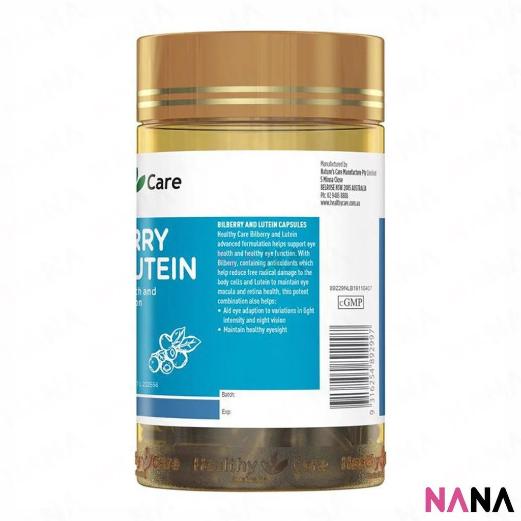 Healthy Care Bilberry and Lutein 120 Capsules - Image 3