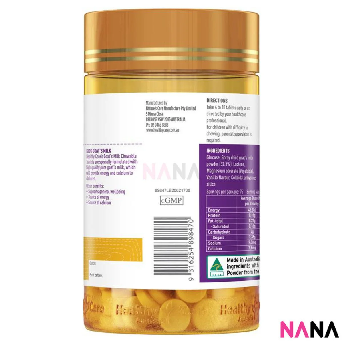 Healthy Care Goat Milk Vanilla Flavour Chewable 300 Tablets - Image 4
