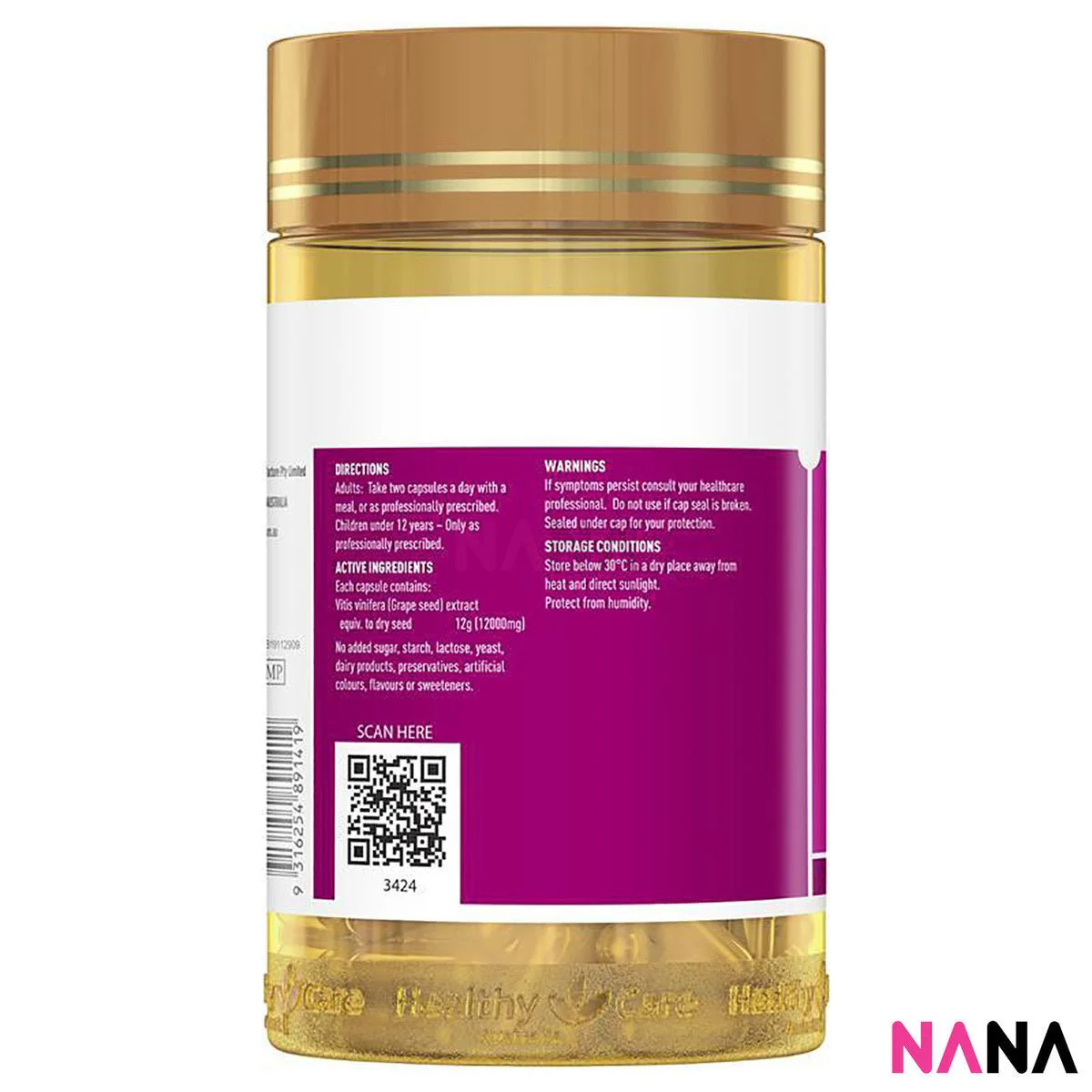 Healthy Care Grape Seed Extract 12000 Gold Jar 300cap - Image 3