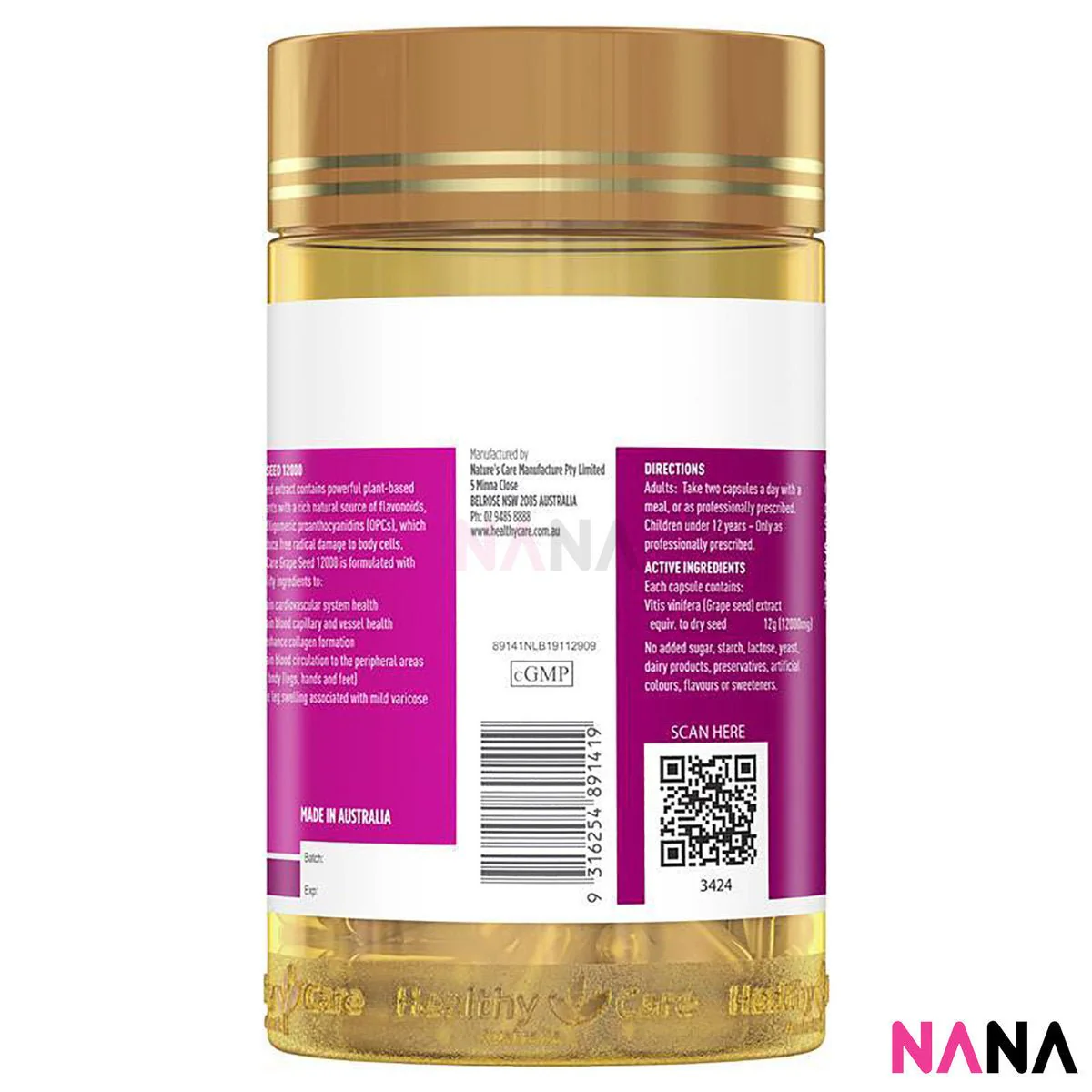 Healthy Care Grape Seed Extract 12000 Gold Jar 300cap - Image 5