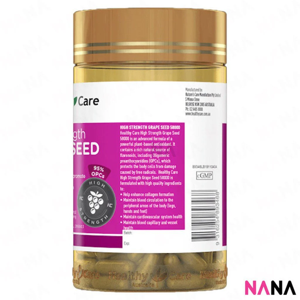 Healthy Care Grape Seed Extract 58000mg 200 Capsules - Image 3