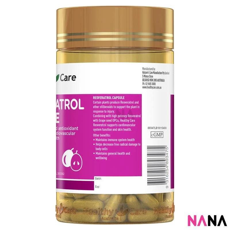 Healthy Care Resveratrol 180 Capsules - Image 2