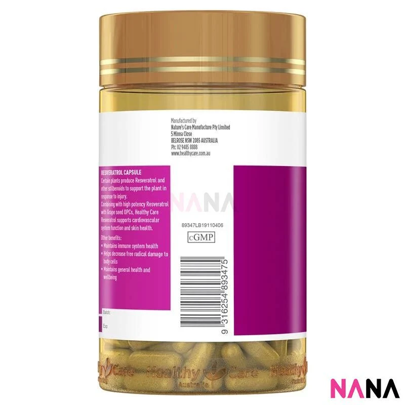Healthy Care Resveratrol 180 Capsules - Image 3