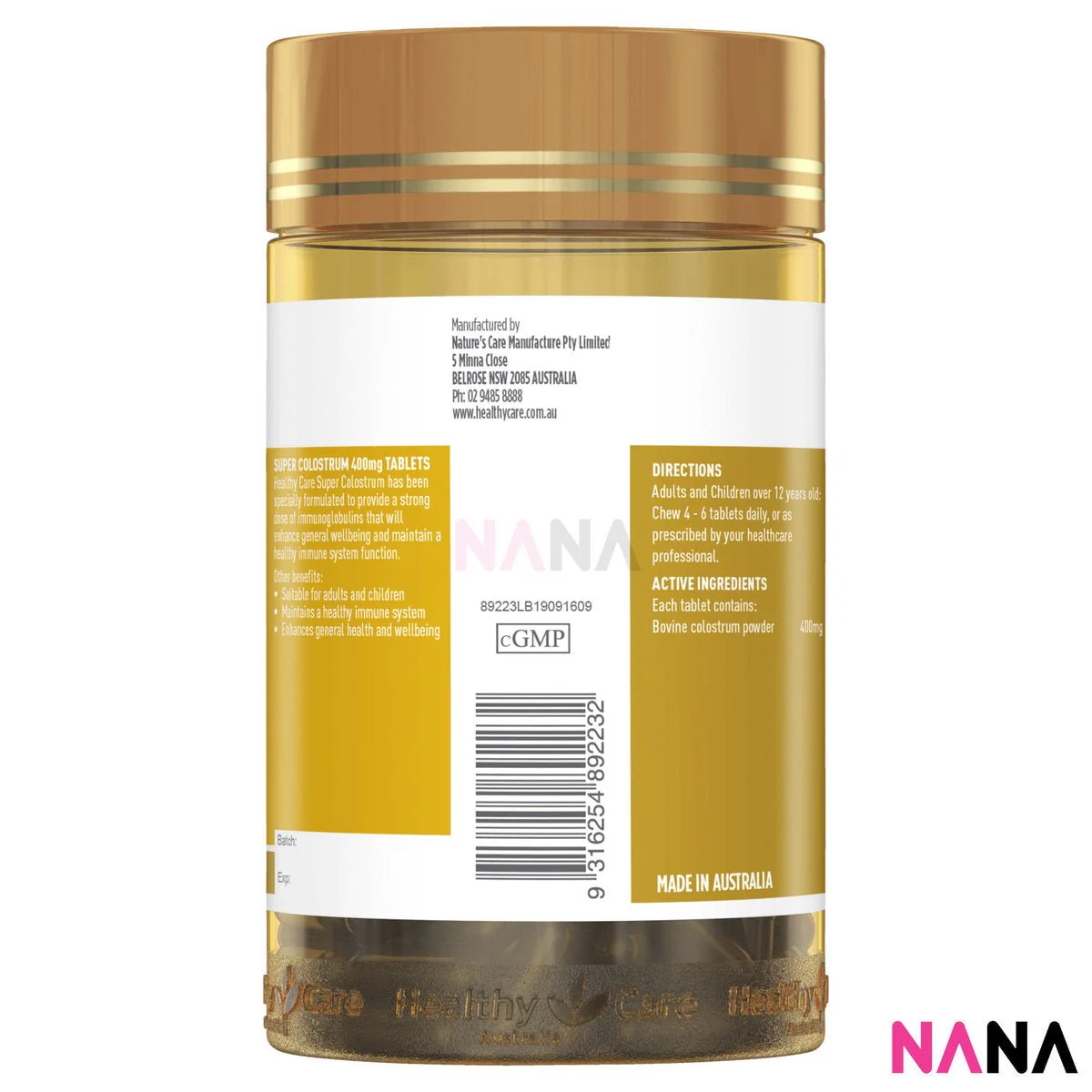 Healthy Care Super Colostrum 400mg 200 Chewable Tablets - Image 3