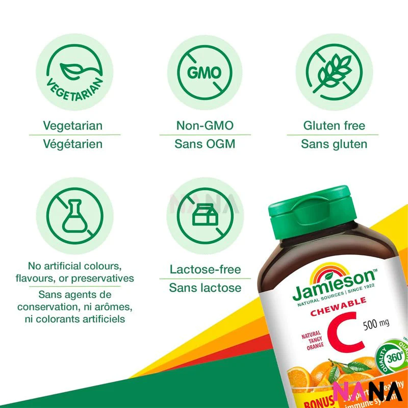 Jamieson Vitamin C 500mg 120 Chewable Tablets - Image 2
