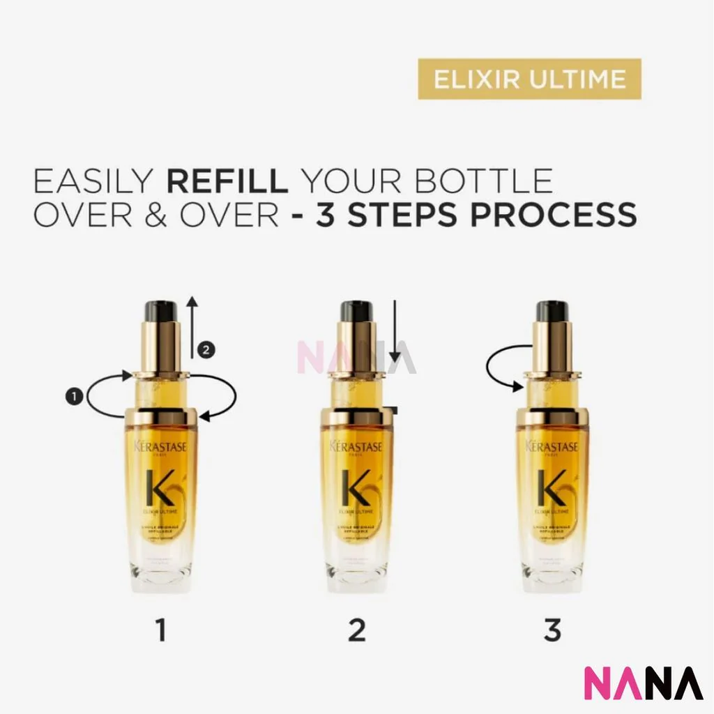 KÉRASTASE Elixir Ultime Refillable Hydrating Hair Oil Set 75ml+Refill75ml - Image 4