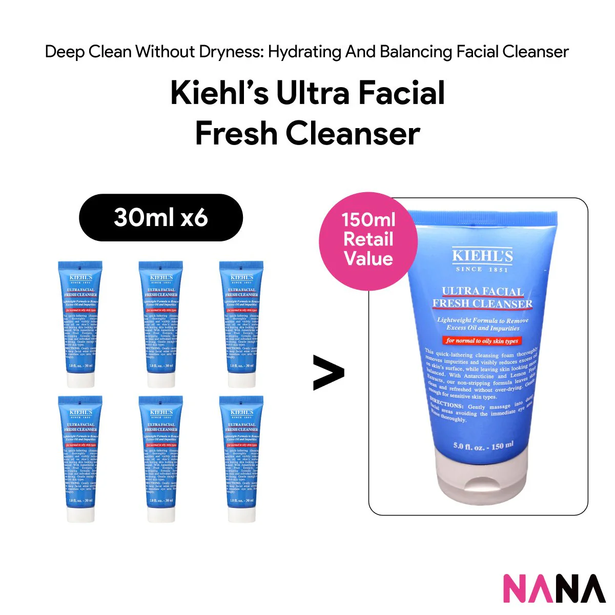 Kiehl’s Ultra Facial Fresh Cleanser Sample Pack (30ml x 6/4/2)
