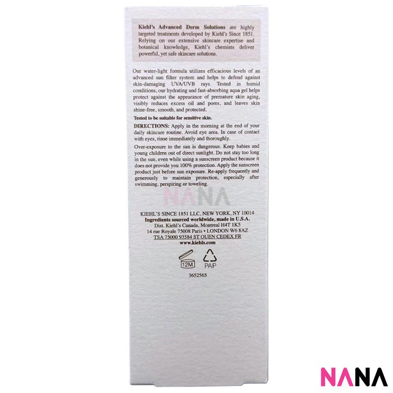 Kiehl’s Ultra Light Daily UV Defense Aqua Gel SPF50 PA+++ 60ml - Image 4