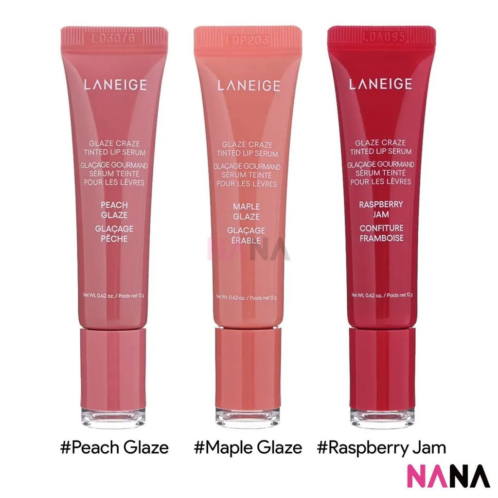 LΛNEIGE Glaze Craze Tinted Lip Serum 12g [#Raspberry Jam, #Peach Glaze, #Maple Glaze] - Image 8