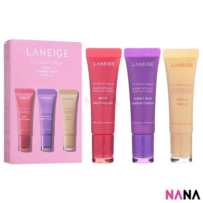 LANEIGE Lip Glowy Balm Set (#Berry、#Gummy、#Vanilla) 10g x3