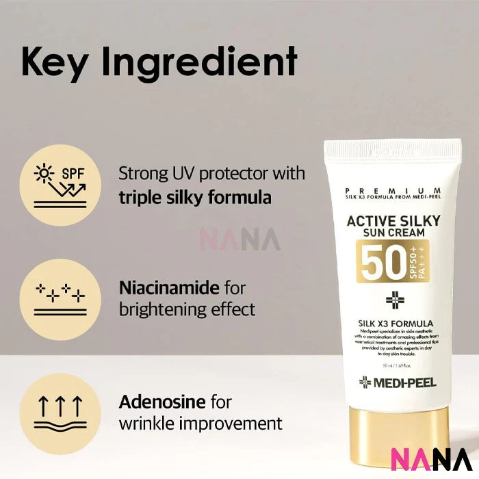 Medi-Peel Active Silky Sun Cream SPF50+ PA+++ 50ml - Image 3