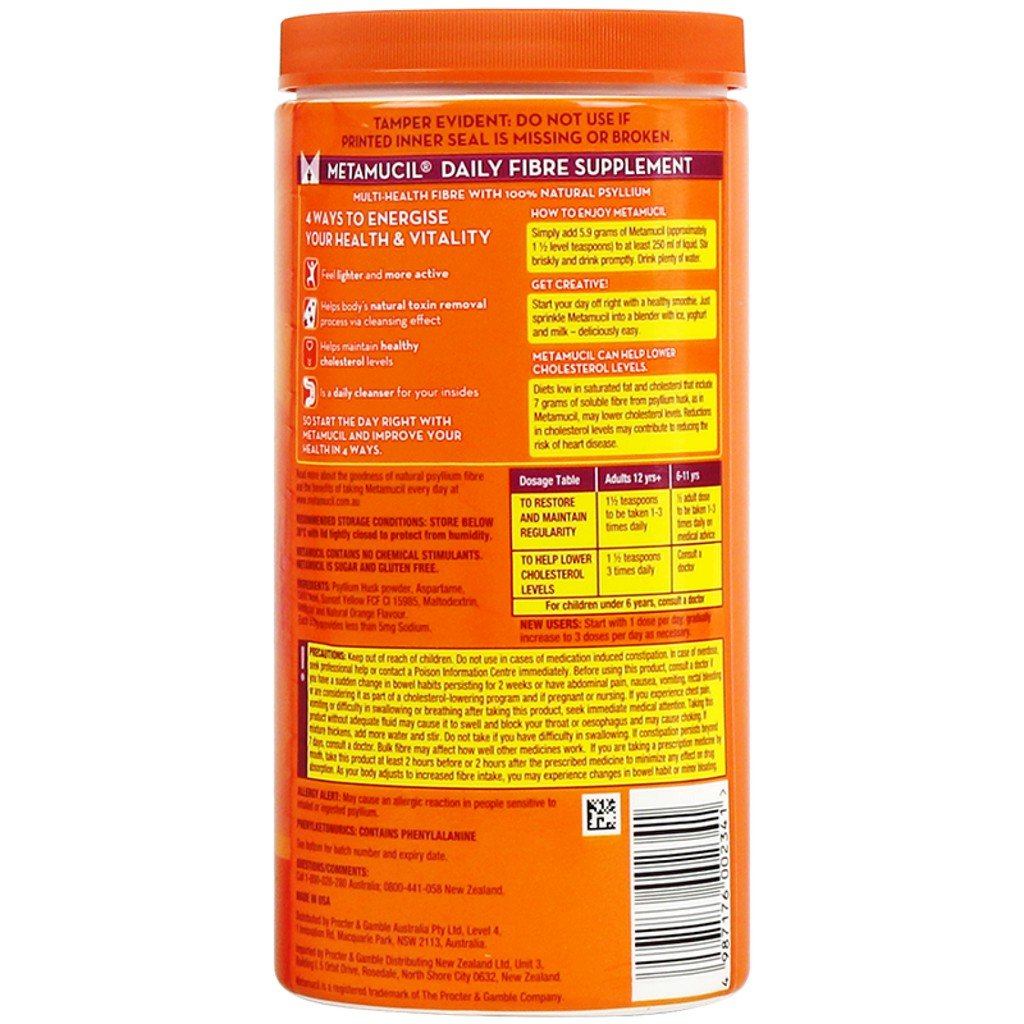 Metamucil Fibre Supplement Smooth Orange 114 Dose 673g - Image 3