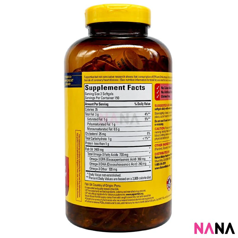 Nature Made Fish Oil 1200 mg (with 360 mg Omega-3) 200 Softgels - Image 2