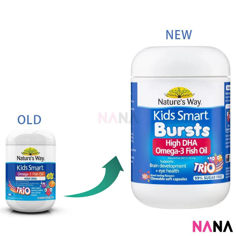 Nature's Way Kids Smart Bursts High DHA Omega-3 Fish Oil Trio 180 Capsules - Image 2