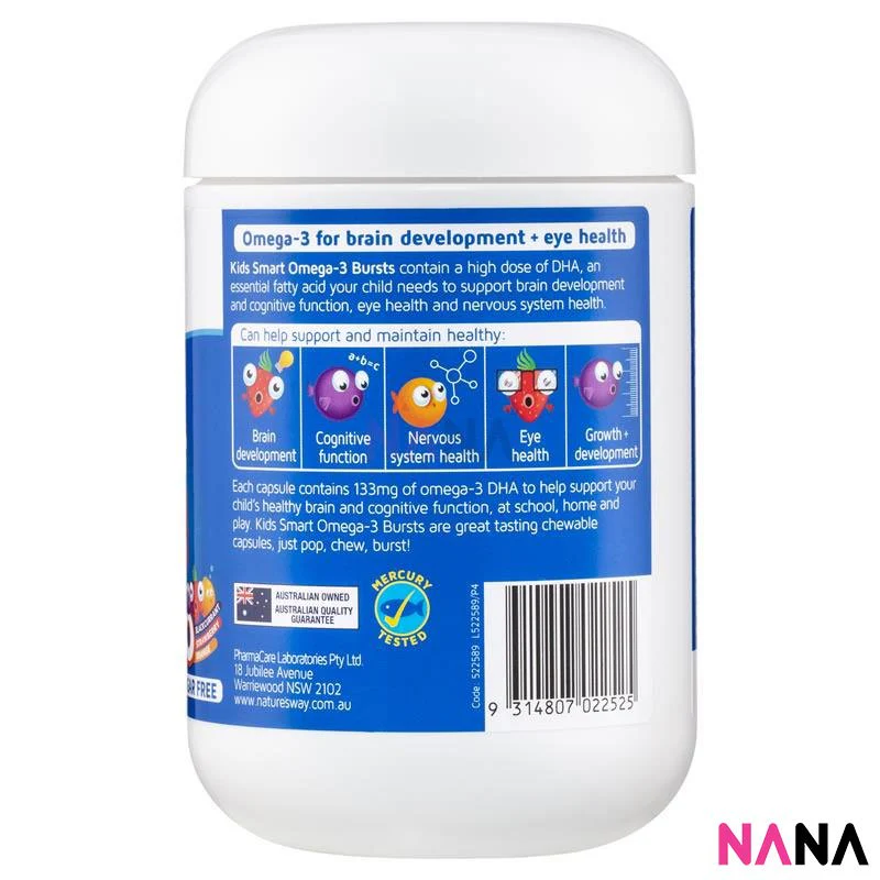Nature's Way Kids Smart Bursts High DHA Omega-3 Fish Oil Trio 180 Capsules - Image 4