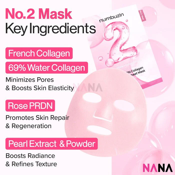 NUMBUZIN No.2 Water Collagen 65% Voluming Mask 5Sheets/box - Image 3