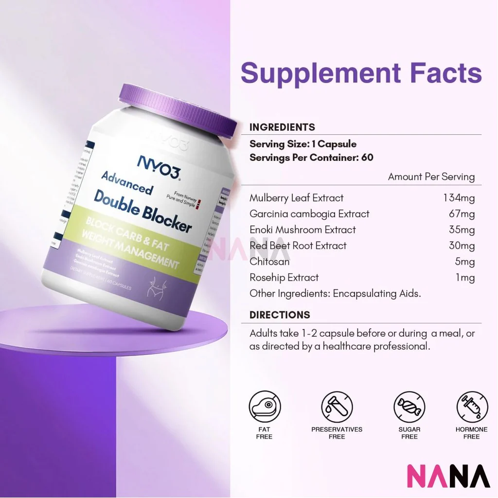 NYO3 Advanced Double Blocker 60Capsules(EXP:05 2028) - Image 3