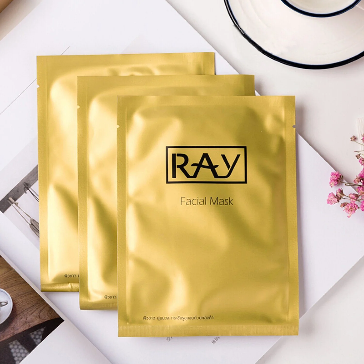 Ray Facial Silk Mask - Gold (10 Sheets) - Image 3