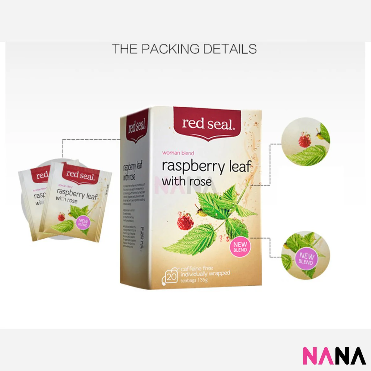 Red Seal Raspberry Leaf Tea 35g (20 Unbleached Teabags) - Image 3