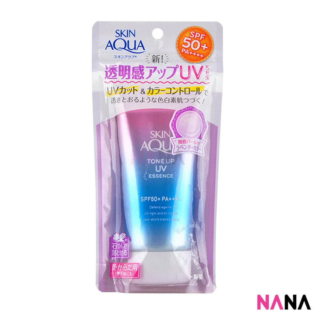Rohto Skin Aqua Tone Up UV Essence SPF50+ PA++++ 80g - Lavender - Image 3