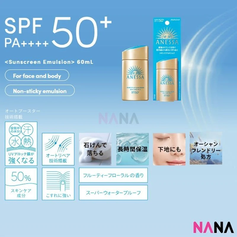 SHISEIDO Anessa Perfect UV Sunscreen Skincare Milk SPF50+ PA++++ 90ml x2 - Image 4