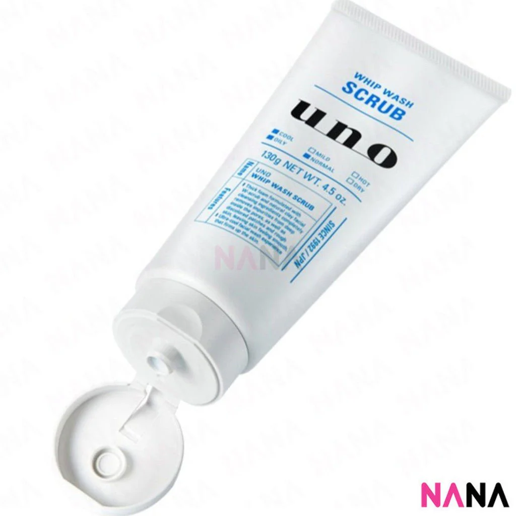 Shiseido Uno Men's Face Wash Whip Wash Scrub - Blue 130g x2 - Image 4