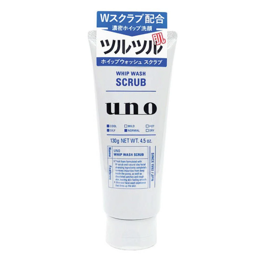Shiseido Uno Men's Face Wash Whip Wash Scrub - Blue 130g x2 - Image 6