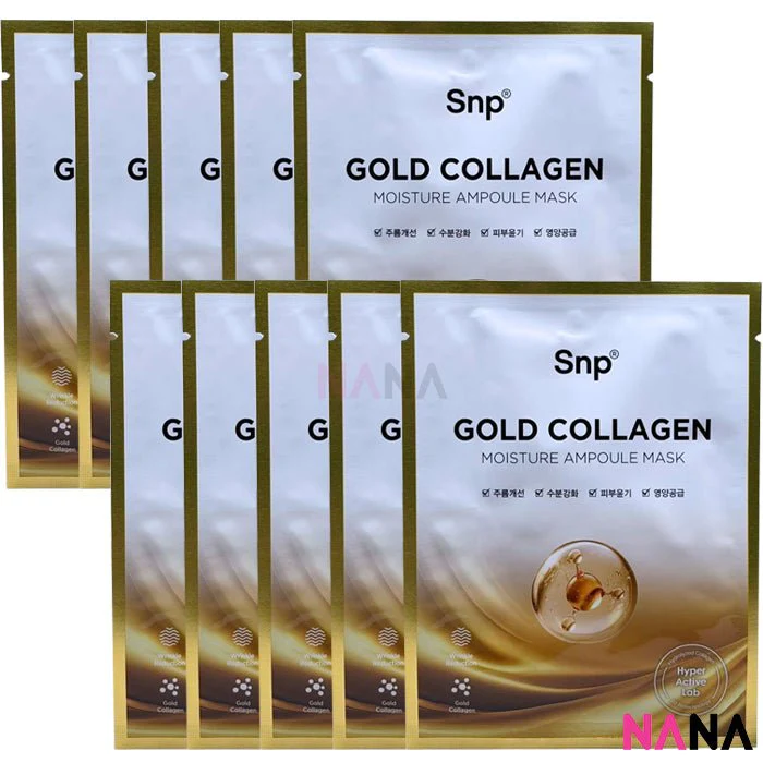 SNP Gold Collagen Moisture Ampoule Mask 10pcs/box - Image 3