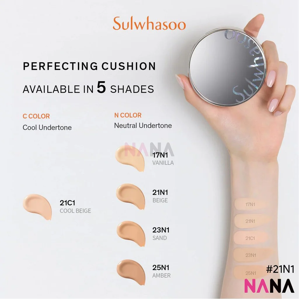 Sulwhasoo Perfecting Cushion SPF50+ PA+++ 21N1 Sample Pack (5g x 1/3) - Image 4