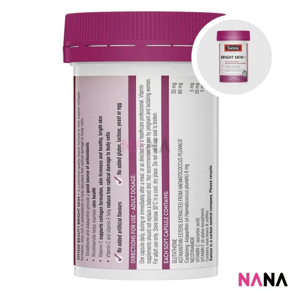 Swisse Beauty Bright Skin + 60 Capsules & Beauty High Strength Marine Collagen 60 Tablets - Image 5