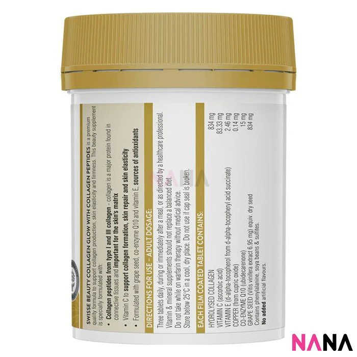 Swisse Beauty Collagen Glow With Collagen Peptides 120 Tablets - Image 3