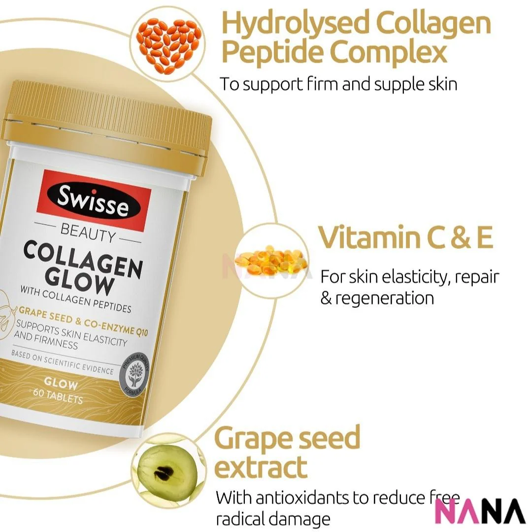 Swisse Beauty Collagen Glow With Collagen Peptides 60 Tablets - Image 4