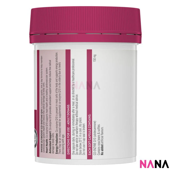 Swisse Co-Enzyme Q10 150mg 180 Capsules - Image 3