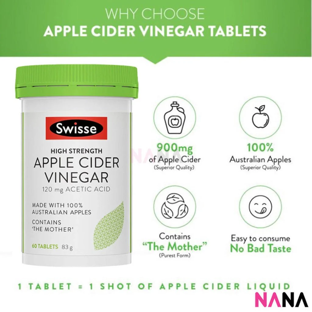 Swisse High Strength Apple Cider Vinegar 60 Tablets x2 - Image 3
