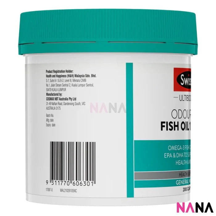 Swisse Odourless Fish Oil 1000mg 200 Capsules - Image 2