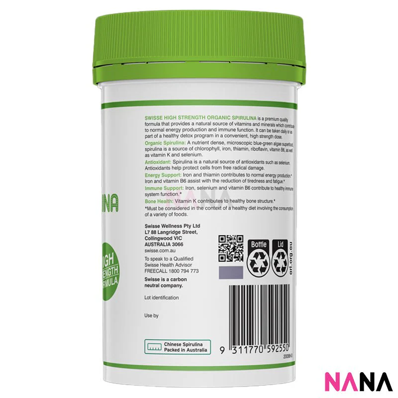 Swisse Organic Spirulina 200 Tablets [Supports Energy Production & Wellbeing] - Image 4