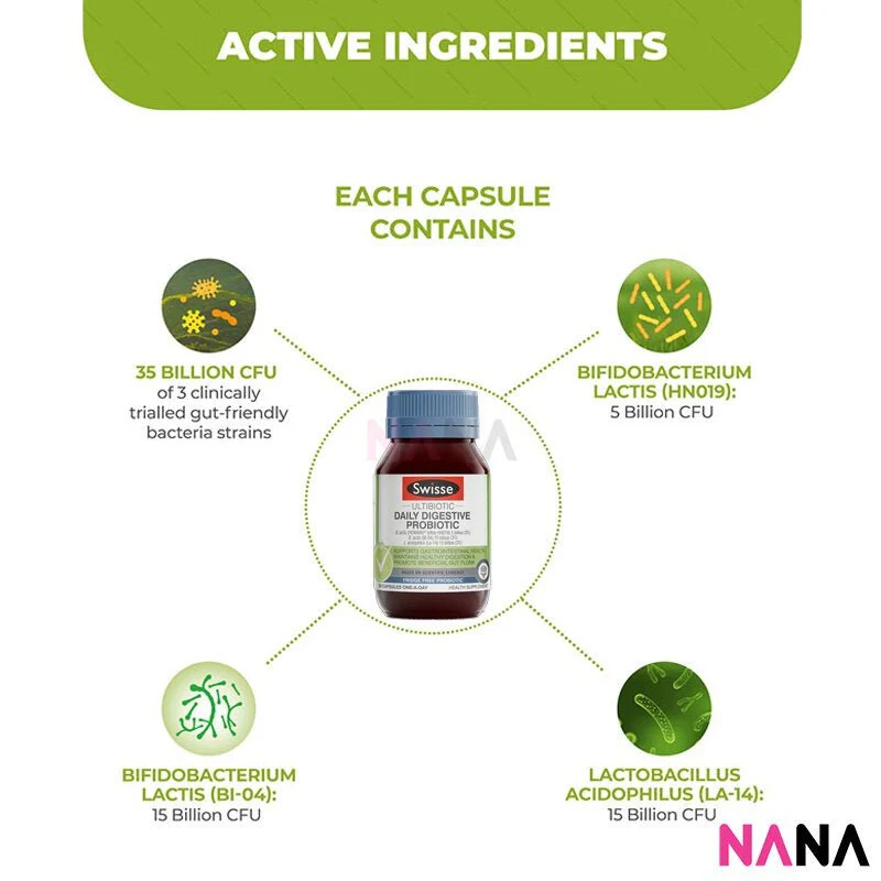 Swisse Ultibiotic Daily Digestive Probiotic 30 Capsules - Image 3
