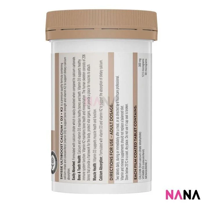 Swisse Ultiboost Calcium + D3 + K2 60 Tablets - Image 2