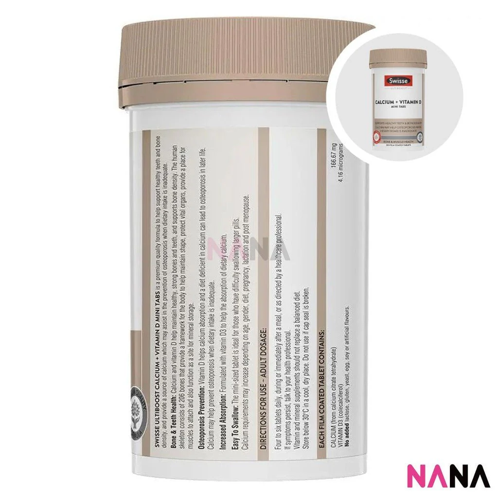 Swisse Ultiboost Calcium + Vitamin D Mini 300 Capsules & Vitamin K2 60 Capsules - Image 3