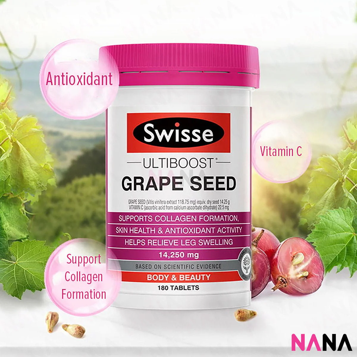Swisse Beauty Grape Seed 14,250mg 180 Capsules - Image 4