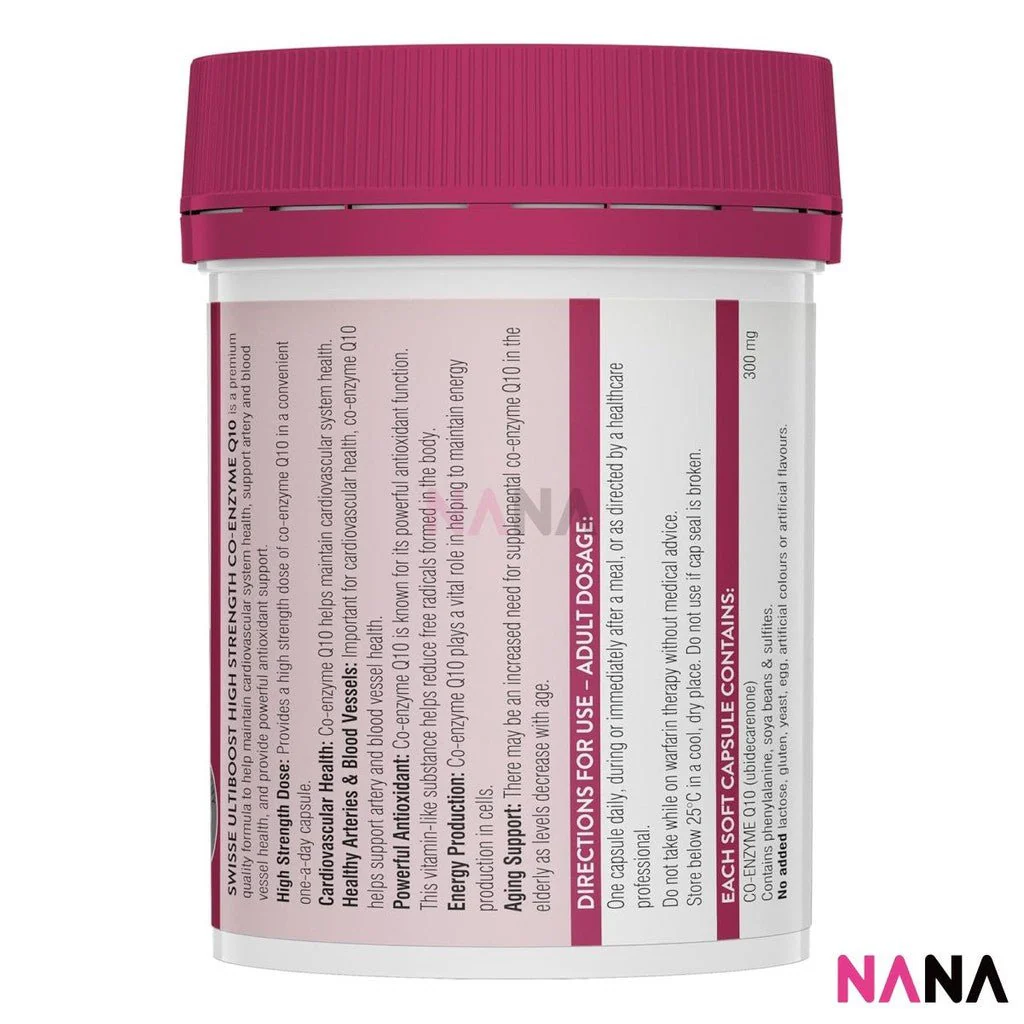 Swisse Ultiboost High Strength Co-Enzyme Q10 300mg 90 Soft Capsules(EXP:10 2027) - Image 2