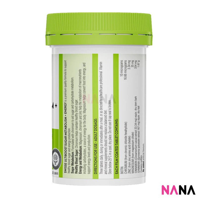 Swisse Ultiboost Sugar Metabolism+ Energy 90 Film Coated Tablets - Image 3