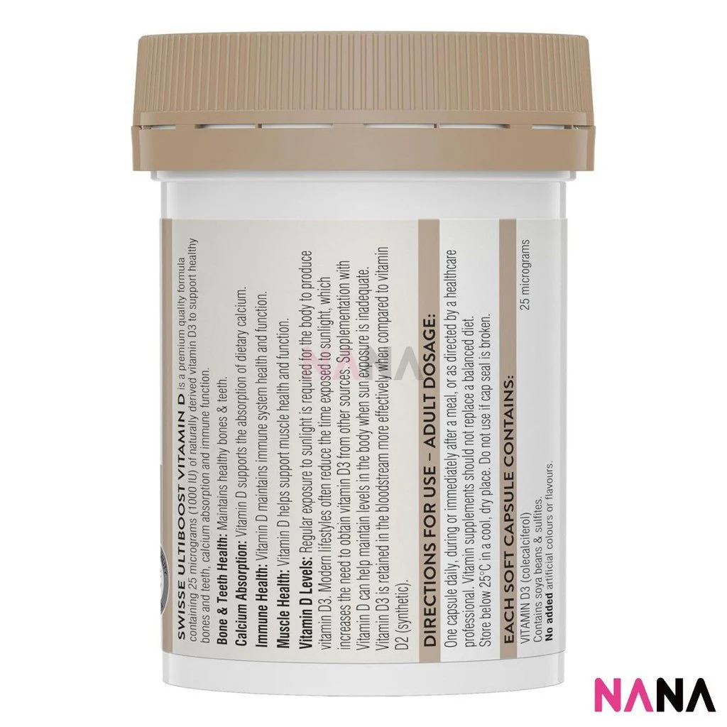 Swisse Ultiboost Vitamin D 60 Capsules(EXP:02 2028) - Image 2