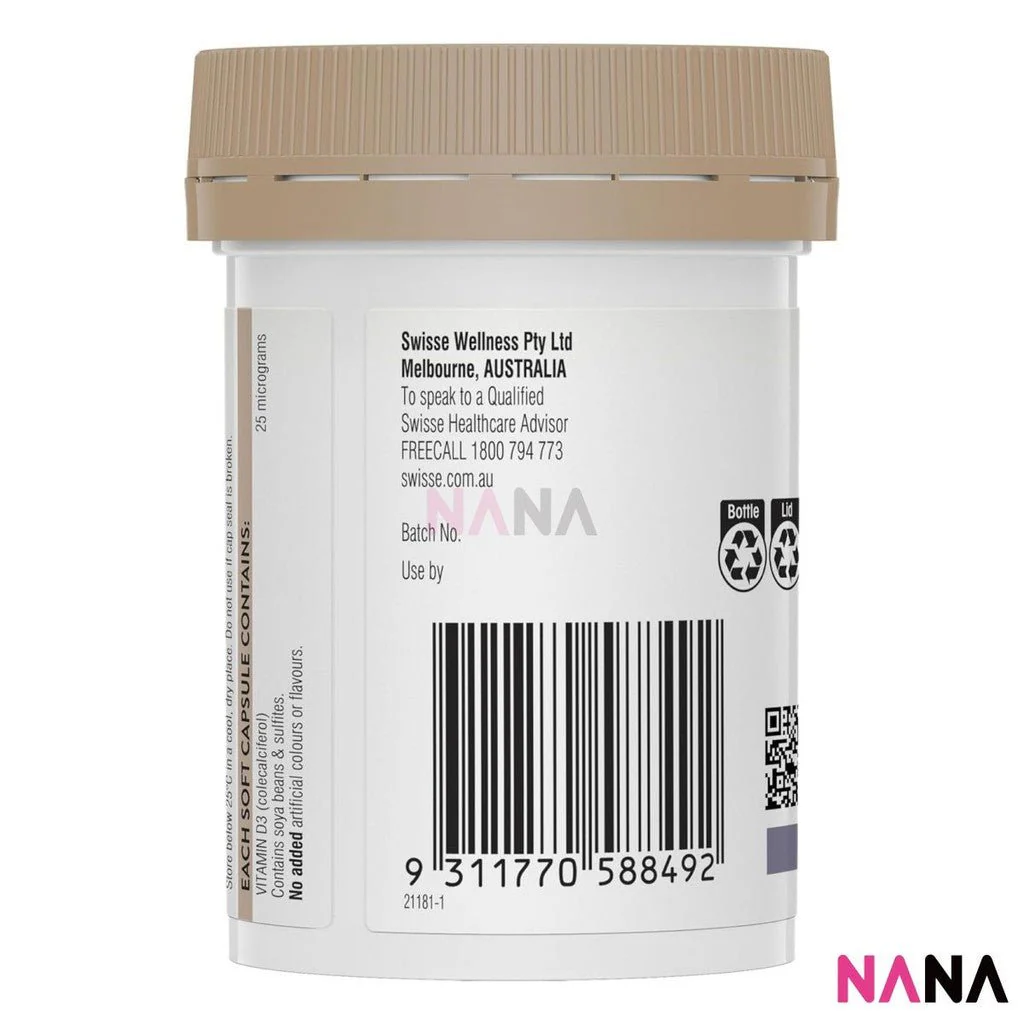 Swisse Ultiboost Vitamin D 60 Capsules(EXP:02 2028) - Image 3