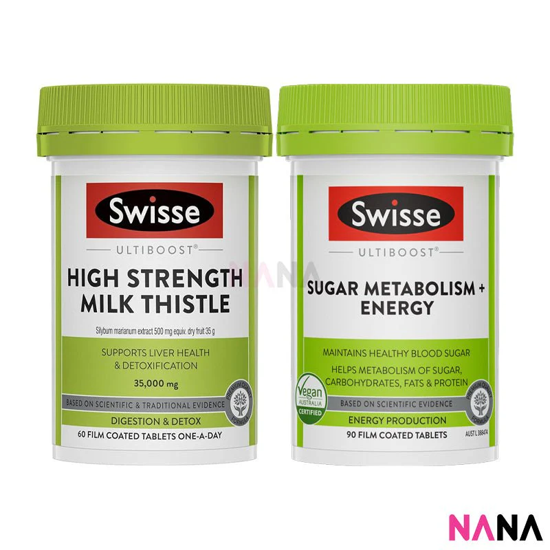 Swisse Wellness So Easy Feel Light & Detox Combo Set (Apple Cider Vinegar, Chlorophyll, Sugar Metabolism, Milk Thistle) - Image 4