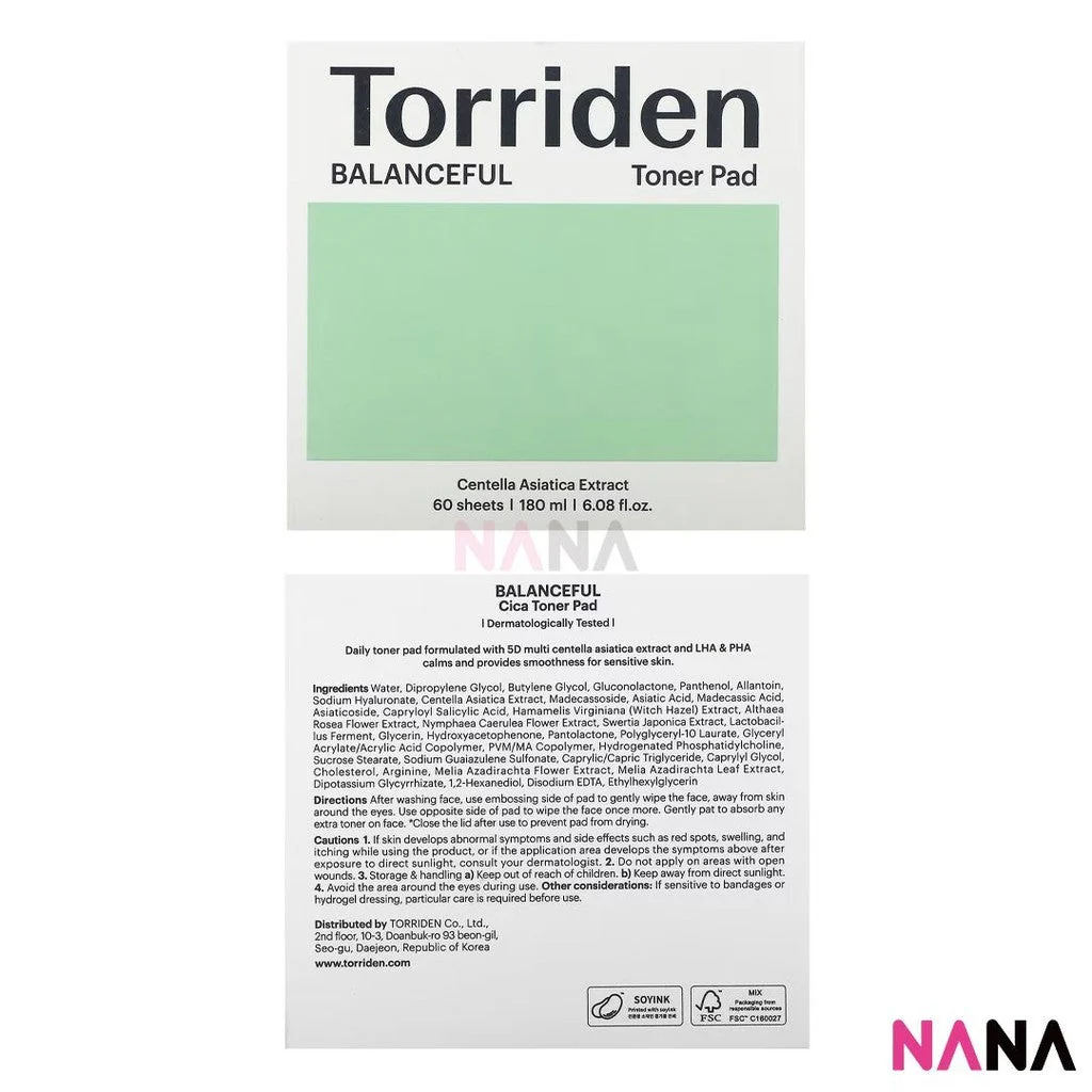 Torriden Balanceful Centella Asiatica Extract Cica Toner Pad 60sheets - Image 4